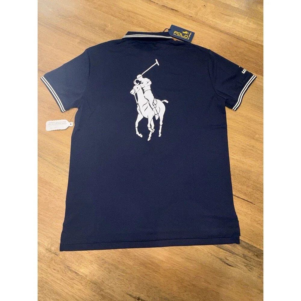 NWT US Open Polo Ralph Lauren Umpire Polo Shirt Navy Medium Tennis Navy Pony